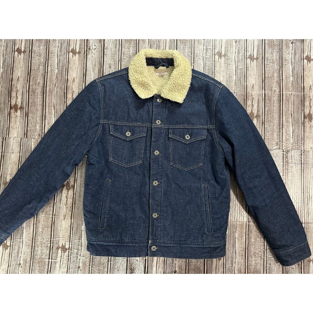 WALLACE & BARNES sherpa lined japanese Kaihara demin jacket size M Blue